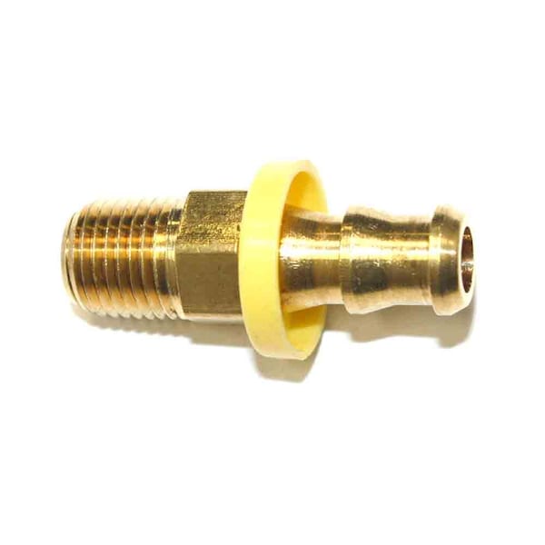 Interstate Pneumatics Easy Lock Brass Hose Fittings, Connectors, 3/8 Inch Push-Lock Barb x 1/4 Inch Male NPT End FL146 - main